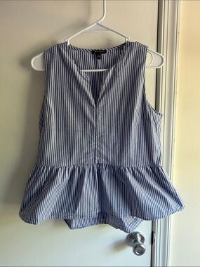 Blue & White Striped Peplum Tunic